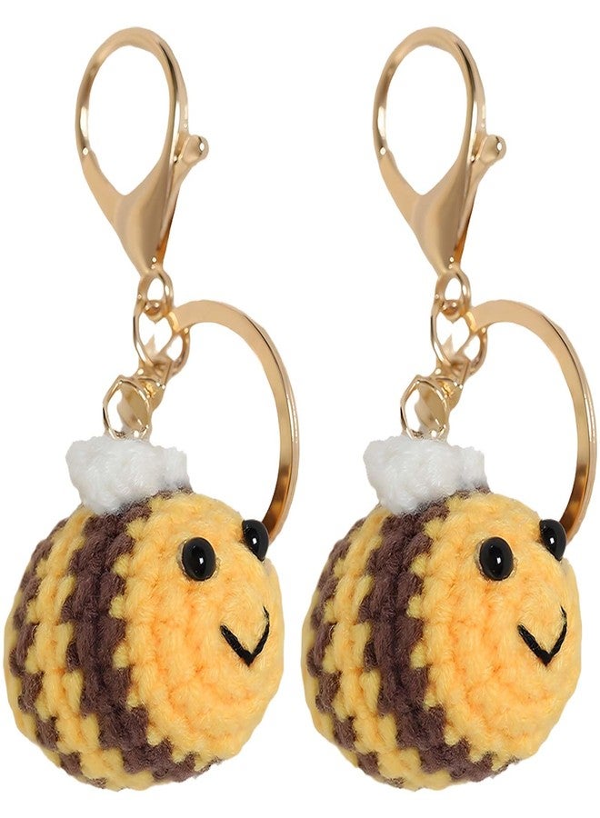 Tizee 2 Pcs Handmade Crochet Bees Keychain - Bag Charms Key Rings, Gifts for Women Girls,Handbag Backpack Purse Accessories - Image 1